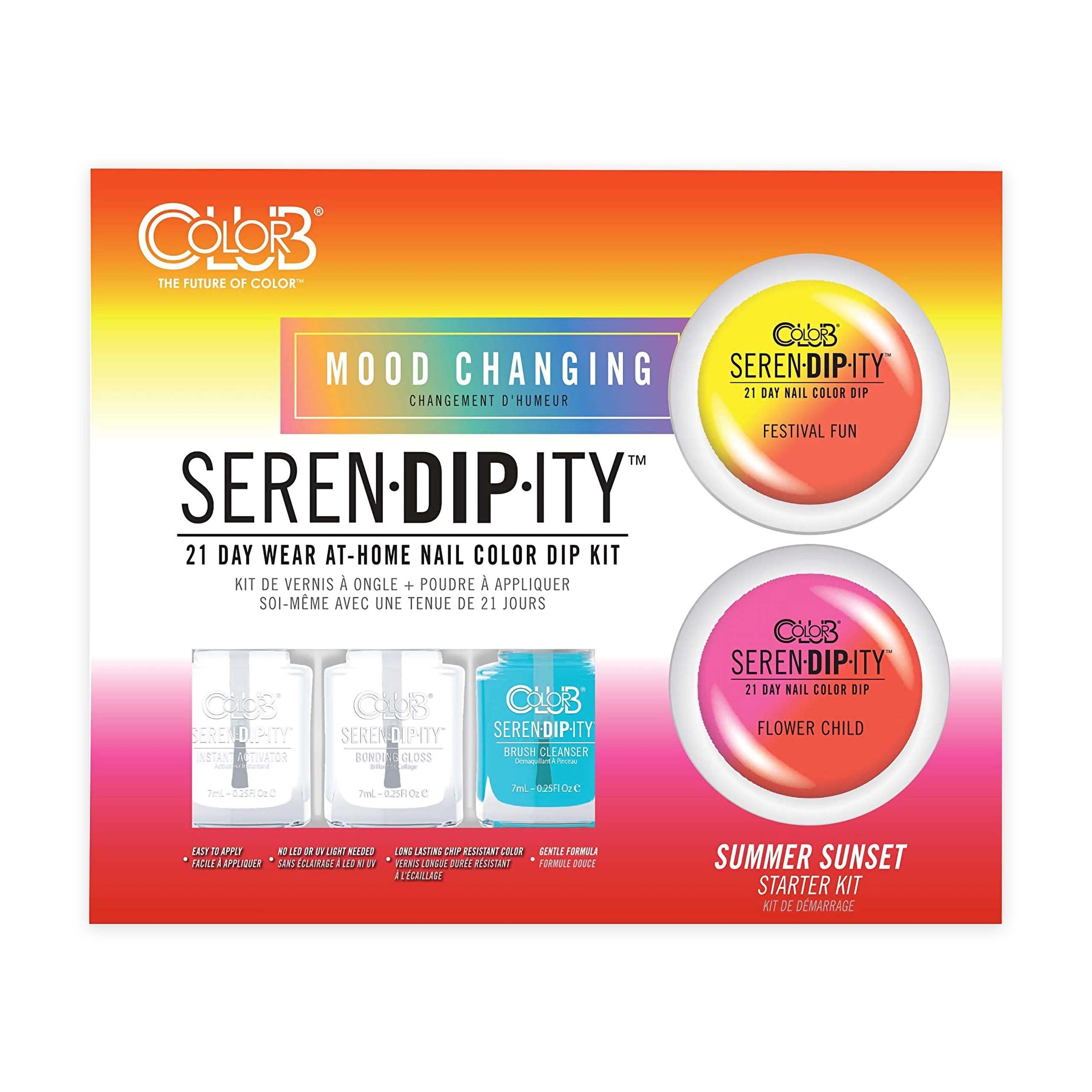 Color Club Color Club Dip Powder Nail Kit Serendipity Manicure Summer Sunset| DIY Nail Salon Gel Dip Powder, Pink, Peach