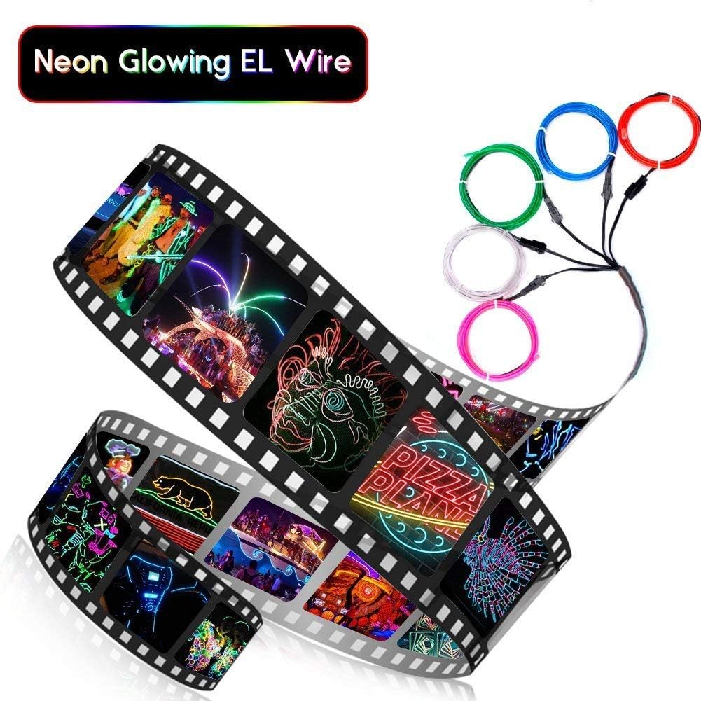 Aria EL Wire Neon Lights Kit 2 Pack 8 Colors with Battery Box for Parties Blacklight Run, Easter, Halloween DIY Decoration - Image 5