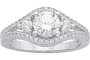 Beyond Brilliance Classy Sterling Silver Prong Set Round Cut Cubic Zirconia 3 Stone plus Anniversary Ring Wedding Fashion Jewelry for Women Mom |Gift Box Included