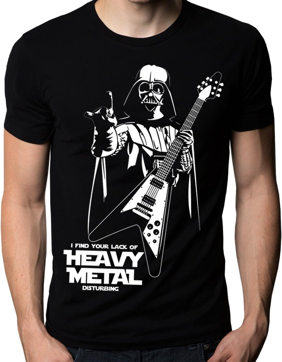 The Nakin Funny Star Wars I Find Your Lack Of Heavy Metal Flying V Guitar T-Shirt
