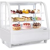 ROVSUN 3.5 Cu.Ft Commercial Display Refrigerator ETL NSF Certified, Refrigerator Display Case Countertop Pastry Display Case w/LED Air-cooling Automatic Defrost Rear Sliding Door for Cafe Restaurant