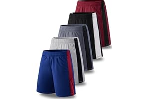 Liberty Imports 5 Pack Big Boys Youth Athletic Mesh Basketball Shorts with Pockets Quick Dry Activewear