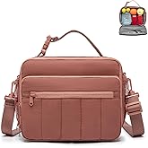 NOL Natural Organic Lifestyle Lunch Bag for Women, 8L Quilted Cooler Tote – Lightweight, Waterproof, Reusable Puffy Lunch Box for Work & Office, Dark pink