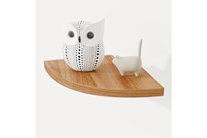 Fun Memories Corner Shelf Wall Mount, Solid Oak Wood Floating Corner Shelves with Cable Hole, 7in Rustic Design for Bedroom, Bathroom, Kitchen, Living Room (Natural, 1 Pack)