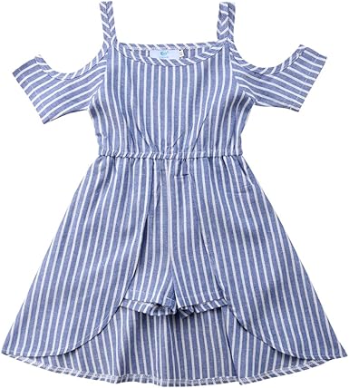 Amazon.com: MA\u0026BABY - Vestido de rayas azul con hombros descubiertos para niños, de 1 a 6 años, Classic, 1-2T: Clothing