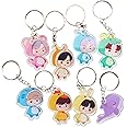 pack of 8 keychains disfraces costumes allusion BTSARMY acrylic labeled rm jin suga jhope jimin taehyung jungkook