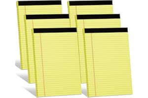 AILZFEI 6 Pack Yellow Legal Pads 8.5 x 11.75 Wide Ruled Yellow Note Pad 50 Sheets Notepads Perforated Writing Pad Clear Print 8x11 Legal Pads Pads of Paper