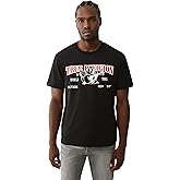 True Religion Buddha Arch Logo T-Shirt for Men – 100% Cotton Graphic Tee with Front & Back Print, Short Sleeve