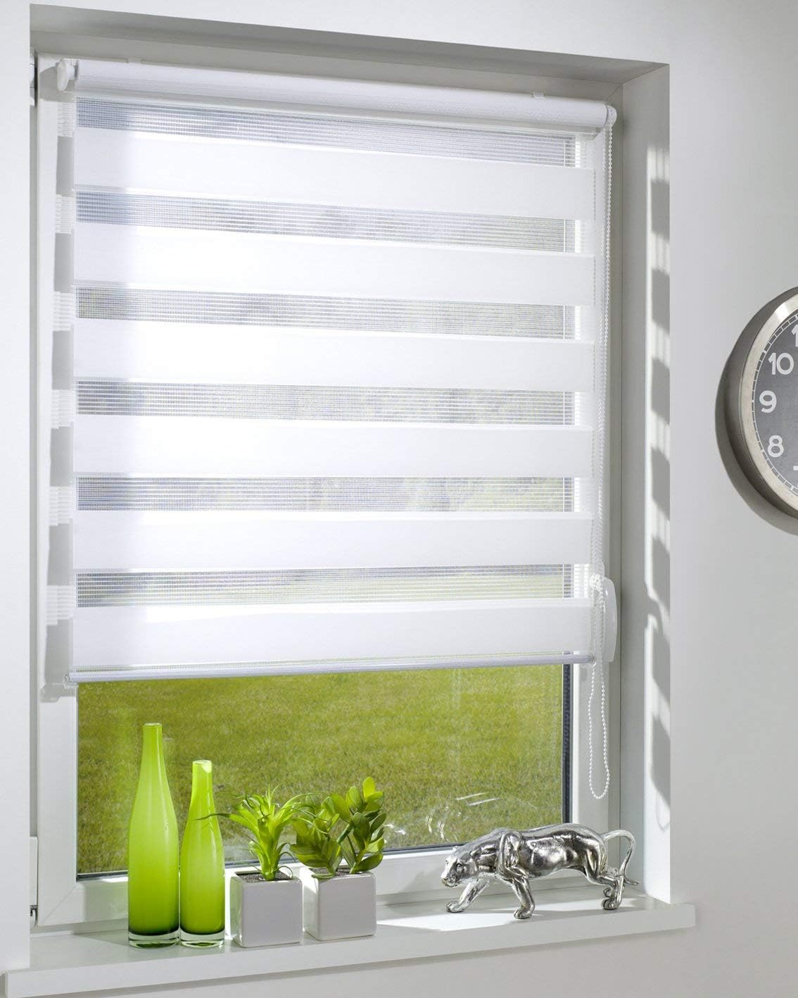 DecoProfi DuoDoppelrollo mit Klemmträger/Klemmrollo/Klemmfix, weiß