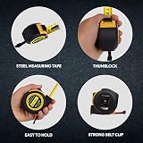 RIZIKIN Heavy Duty Tape Measure 5m 16ft Stainless Steel Retractable Tape view 6