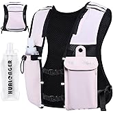 Running Hydration Vest for Women Men,Lightweight Breathable Hydration Pack with 500ml Soft Flask, Adjustable Chest Straps Reflective Backpack for Trail Running Marathon Race Jogging Cycling