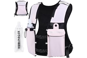 HUALONGER Running Hydration Vest for Women Men,Lightweight Breathable Hydration Pack with 500ml Soft Flask, Adjustable Chest Straps Reflective Backpack for Trail Running Marathon Race Jogging Cycling