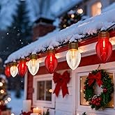 Pallerina 16FT Outdoor Christmas Decorations,Jumbo Red and White Giant Christmas Lights Outdoor with 10 LED Clear Red and White Bulbs for Tree Holiday Home Roof Yard Garden Decorations