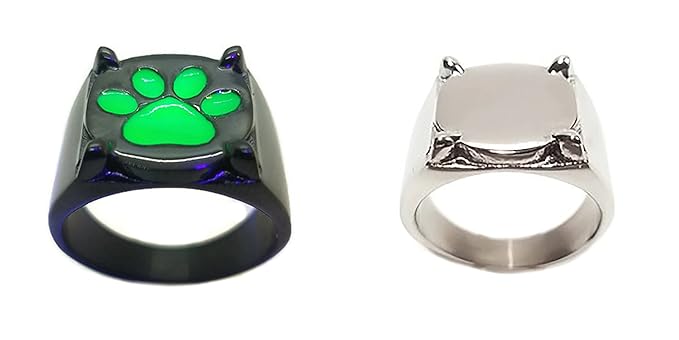 Amazoncom Adriens Silver Chat Noir Ring Glow In The Dark