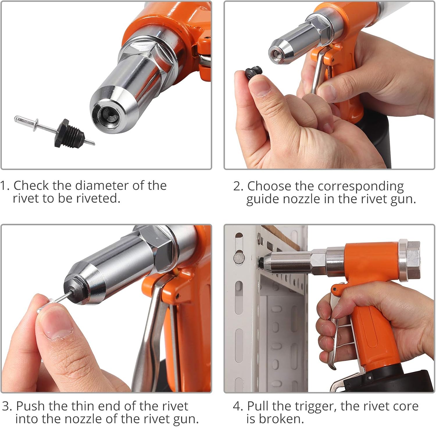 5/32 6.4mm Remachadora Neumatica con 500pcs Remaches Pistola