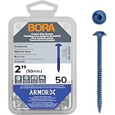 Bora Pocket Hole Screws - 2 Inch (50 Piece) - Fine Thread | Premium steel, color-coat finish, corrosion-resistant, Auto-Jig compatible, for cabinetry and furniture