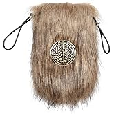 L'VOW Viking Fur Belt Bag Vintage Belt Pouch Portable Drawstring Purse Badge Side Pack Pouch Medieval Cosplay Accessory