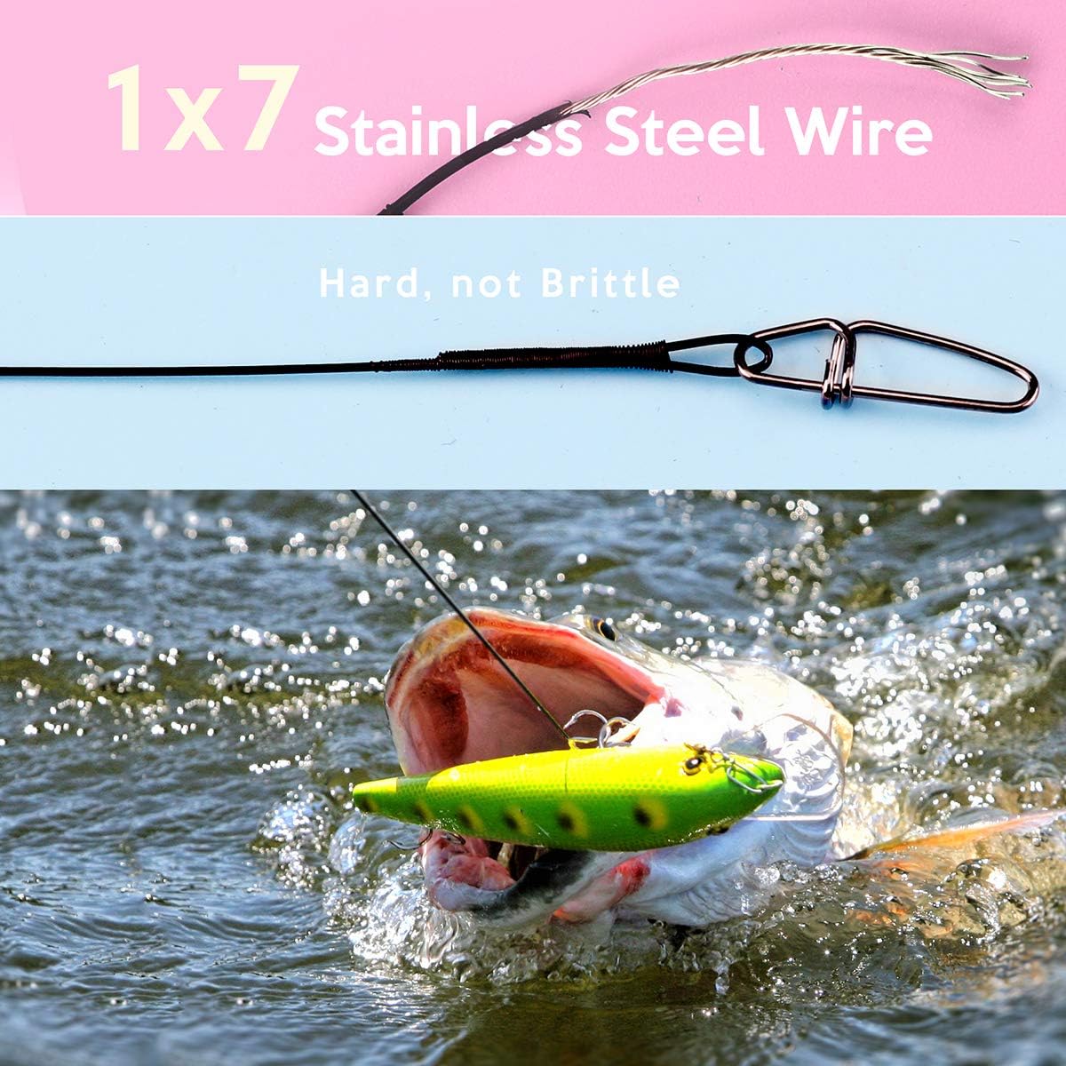 Scotank 60pcs Black Fishing Leaders Tooth Proof Stainless Steel Wire Tackle kit with Swivels Snap Connect Lures Bait Rig or Hooks 12 inch 9 inch 7 inch (Test 40 lb) : Sports & Outdoors