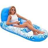 SLOOSH Inflatable Pool Floats Lounger Adult, Pool Float Lounge Raft Floaties Water Floating Recliner Chair with Cup Holders Foot Rest Swimming Floaty