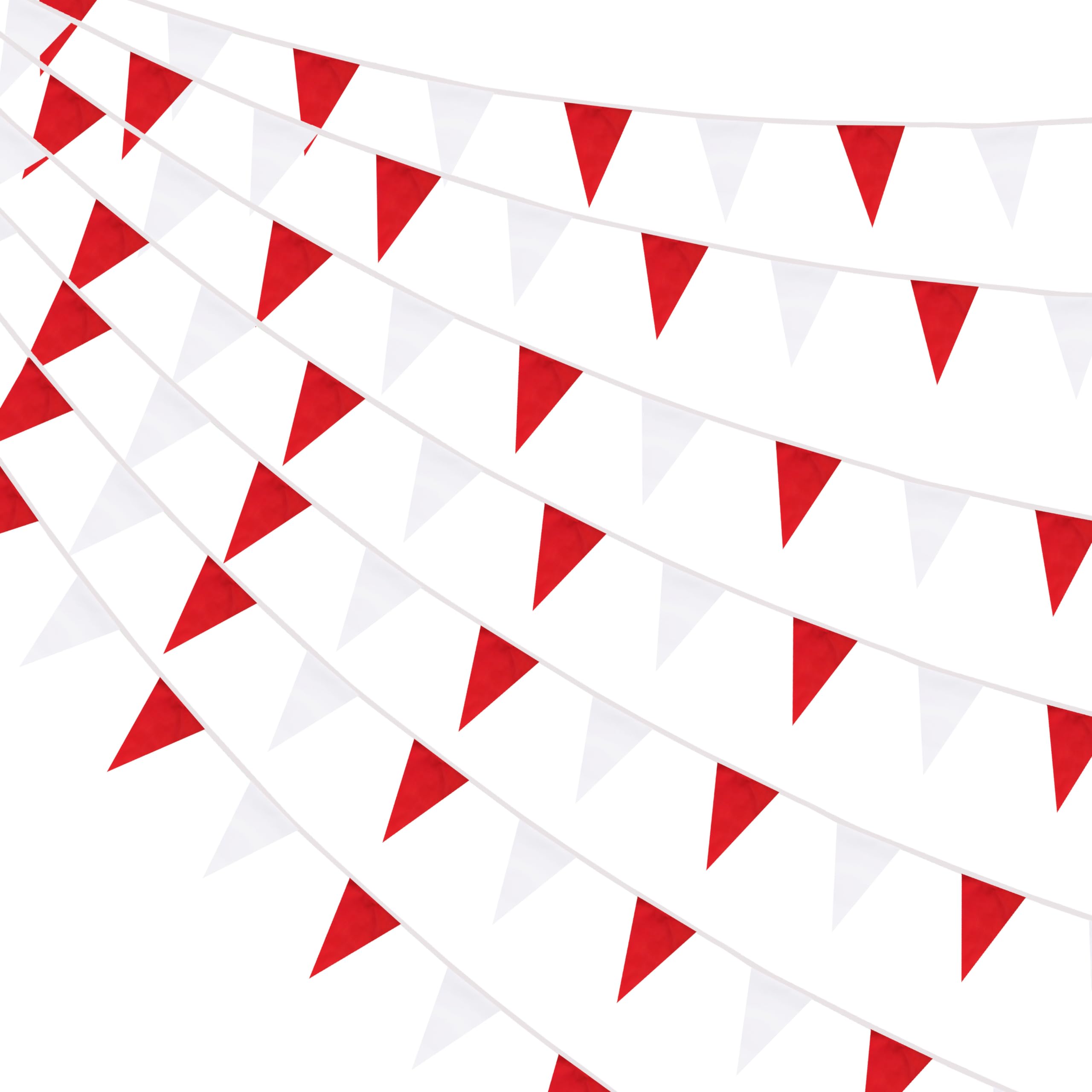 Photo 1 of 100 Feet Red & White Pennant Banner Flags String Hanging Red & White DIY Triangle Bunting Flags,Party Decorations for Grand Opening,Party Events Celebration,Kids Birthday,60 Pcs