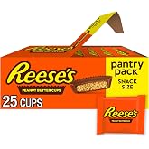 REESE'S Milk Chocolate Snack Size Peanut Butter Cups, Candy Pantry Pack, 13.75 oz (25 Pieces)