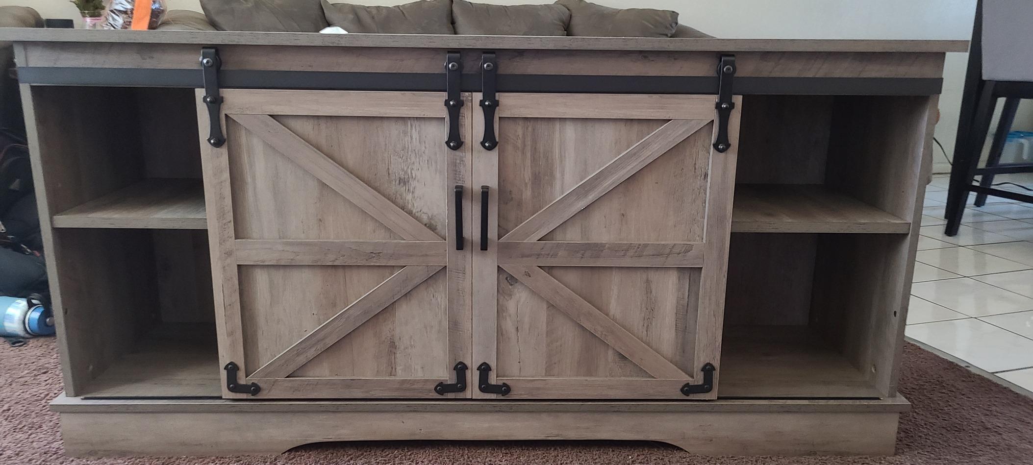 35/mo Finance GHQME Sliding Barn Door Farmhouse TV Stand，58 Inch