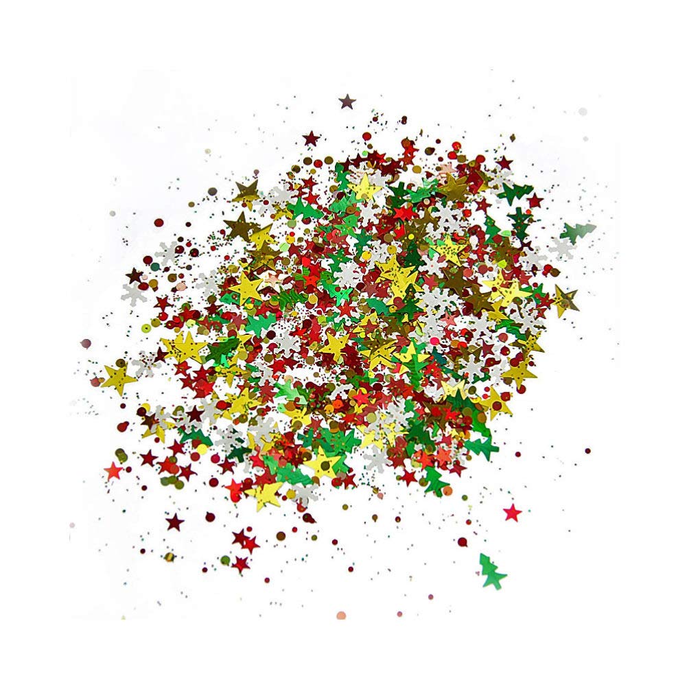 Amosfun Christmas Confetti Snowflake Christmas Tree Star Table Confetti Xmas Holiday Party Decorations 2 Packs of 20G