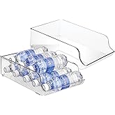 iDesign Plastic Water Bottle Organizer for Fridge, Bottle Holder for Kitchen and Pantry, Clear, 2-Pack