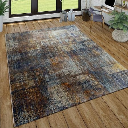 Amazon De Paco Home Wohnzimmer Teppich Im Used Look Moderner