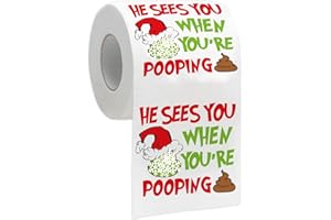HOMYTHE Funny Christmas Toilet Papers, Christmas Bathroom Decorations, 200 Sheets Holiday Toilet Papers, Novelty White Elephant Gag Gifts Stocking Stuffers Party Decor Supplies