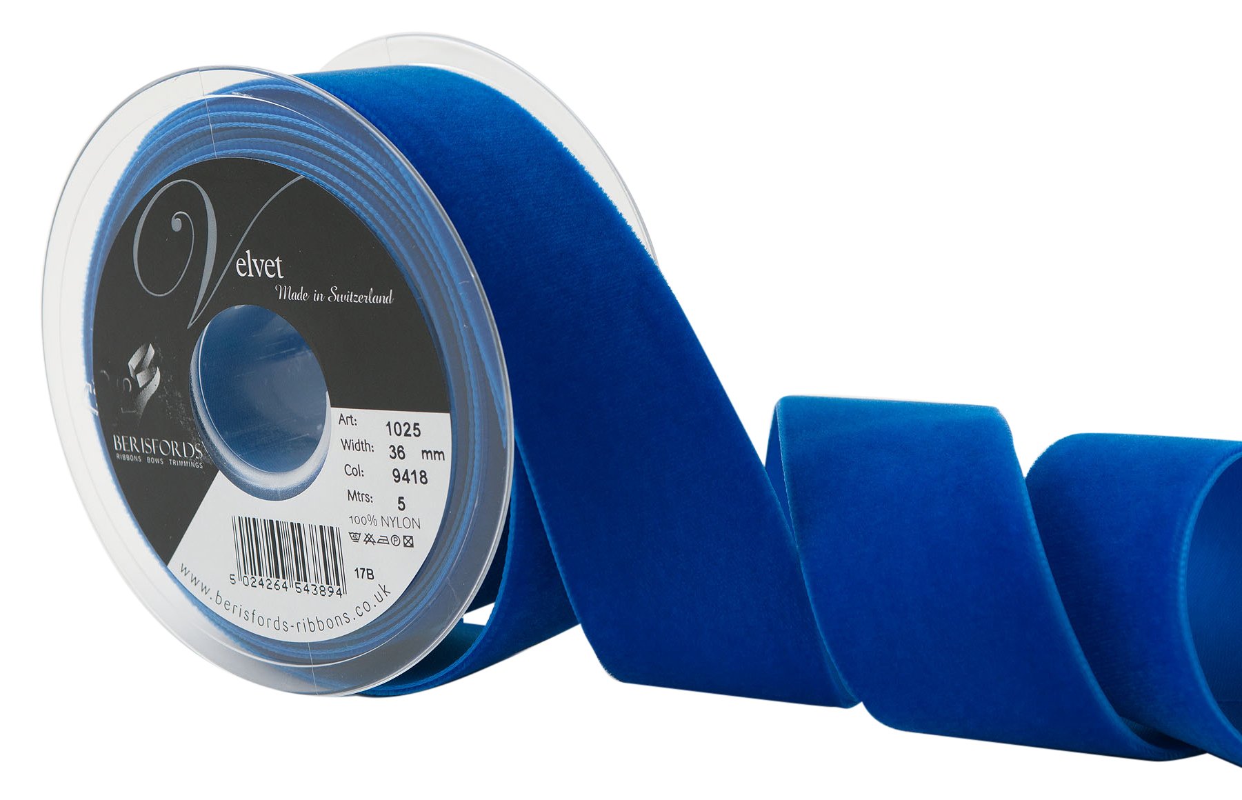 Berisfords Velvet Ribbon, Royal, 102 x 45 x 102 cm
