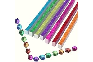 Hvogvok Origami Stars, Glitter Origami, Stars Colorful Origami Strips, DIY Handmade Craft Paper (520 Sheets 7 Colors Glitter Origami Stars)