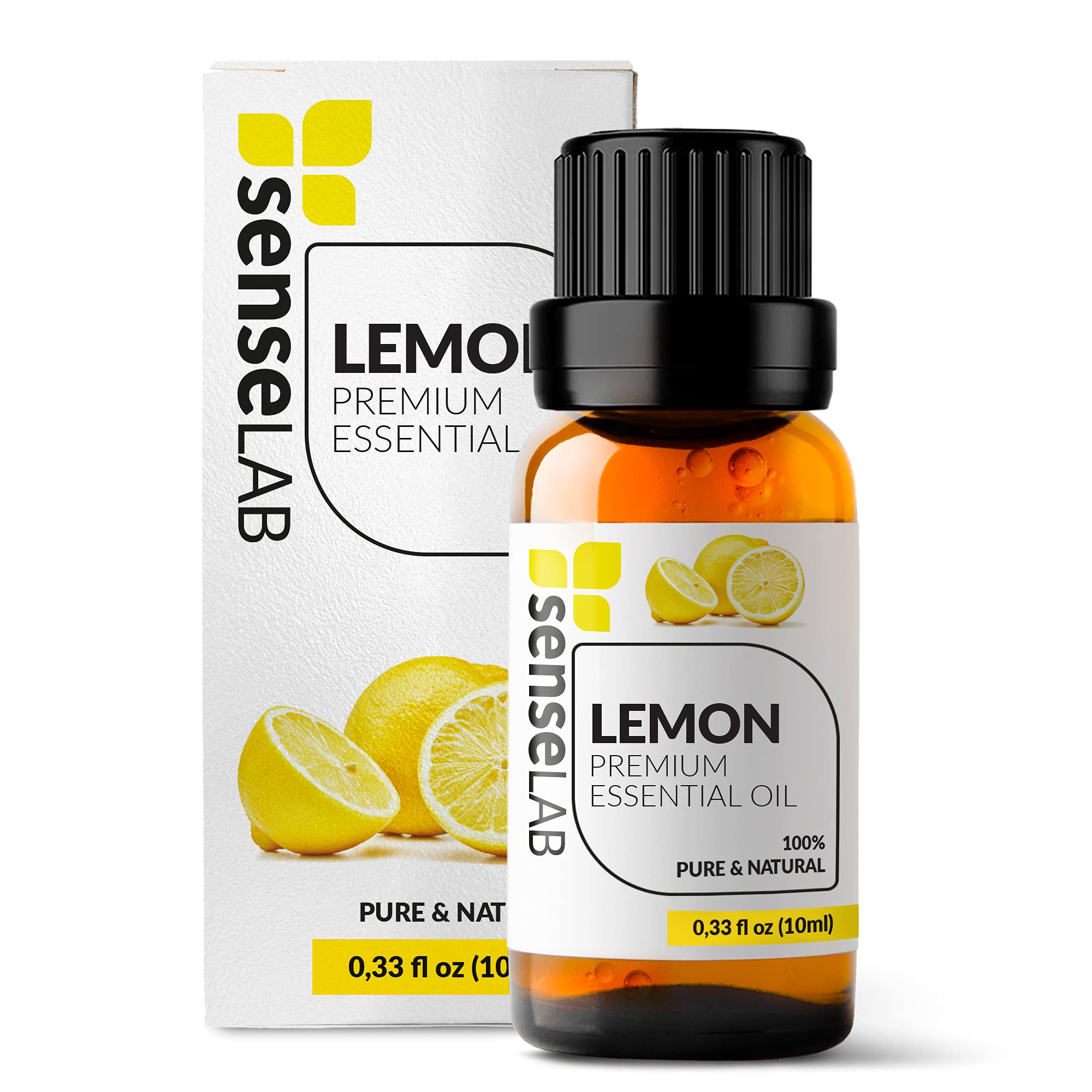 SenseLAB Lemon Essential Oil - 100% Pure Extract Lemon Oil Therapeutic Grade Essential Oils - for Diffuser and Humidifier - Moisturizing Oil - Essential Oil for Cleaning - Aromatherapy Oils (10 ml)