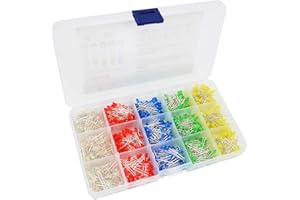 haraqi 750 Pcs 3mm LED Light Emitting Diode Assortment Kit,Low Voltage Diffused Diode for DIY PCB Circuit,Indicator Lights