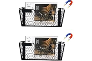 MILEGI Magnetic File Holder File Folder Organizer, Office Hanging Magazine Rack for Cabinets, Refrigerator, Paper Document Holder Mail Organizer (2pcs)