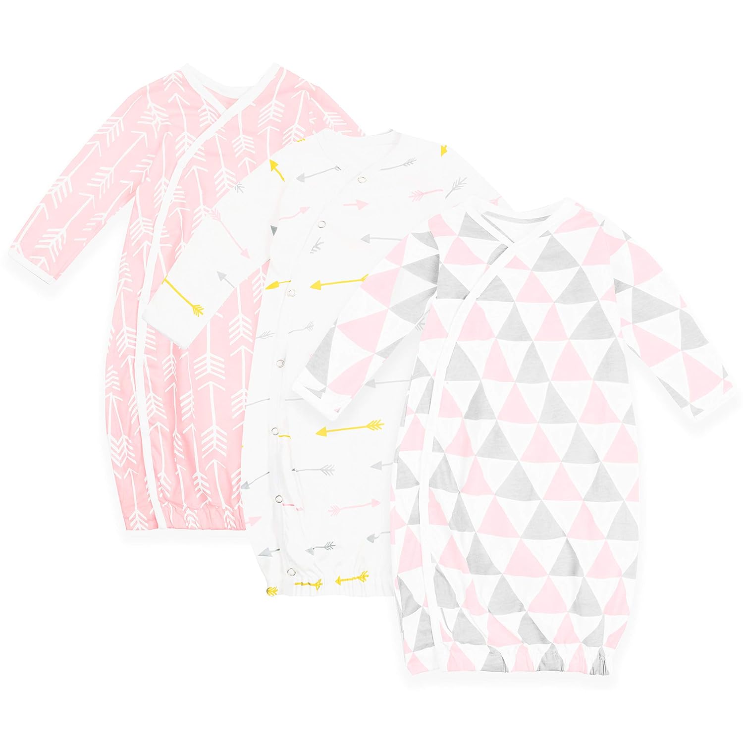 Baby Kimono – Baby Kimono Gown – Newborn Kimono Triangles Collection – Kimono Baby Clothes 3 Pack – Baby Girl Kimono – Baby Kimono Sleepsuit Age 3-6 Months – Soft Pure Cotton Baby Kimono Grey: Baby
