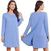 Deyeek Hospital Gowns for Women Open Back Tear Away Post Surgery Dress Long Sleeve with Shoulder Snaps Adaptive Nightgowns