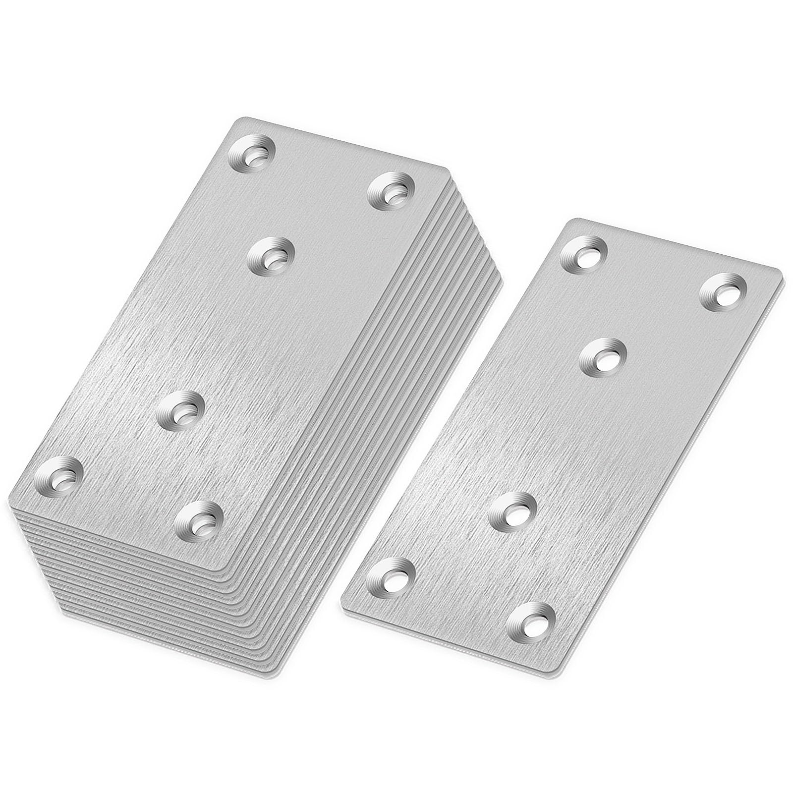 HXJDAM 10Pcs Metal Plate, Steel Plate(80x40x2mm), Metal Brackets For Wood, Flat Brackets, Metal Joining Plates For Wood, Mending plates, Flat Metal Brackets, Metal Fixing Plate, Straight Bracket