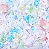 Ornaland 100Pcs Flower Beads for Jewelry Making Bulk Cute Acrylic Random Color Flower Bead Caps Five Petal Floral Beads for Bracelets Necklace Earrings DIY Crafts Supplies