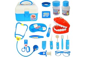 Hechify 20Pcs Doctor Kit Toy for Toddler,Preschool Pretend Play Medical Kit Doctor Bag Denture Toys,Doctor Set for Girls Boys and Kids to Play The Role of Doctor Ages 3+