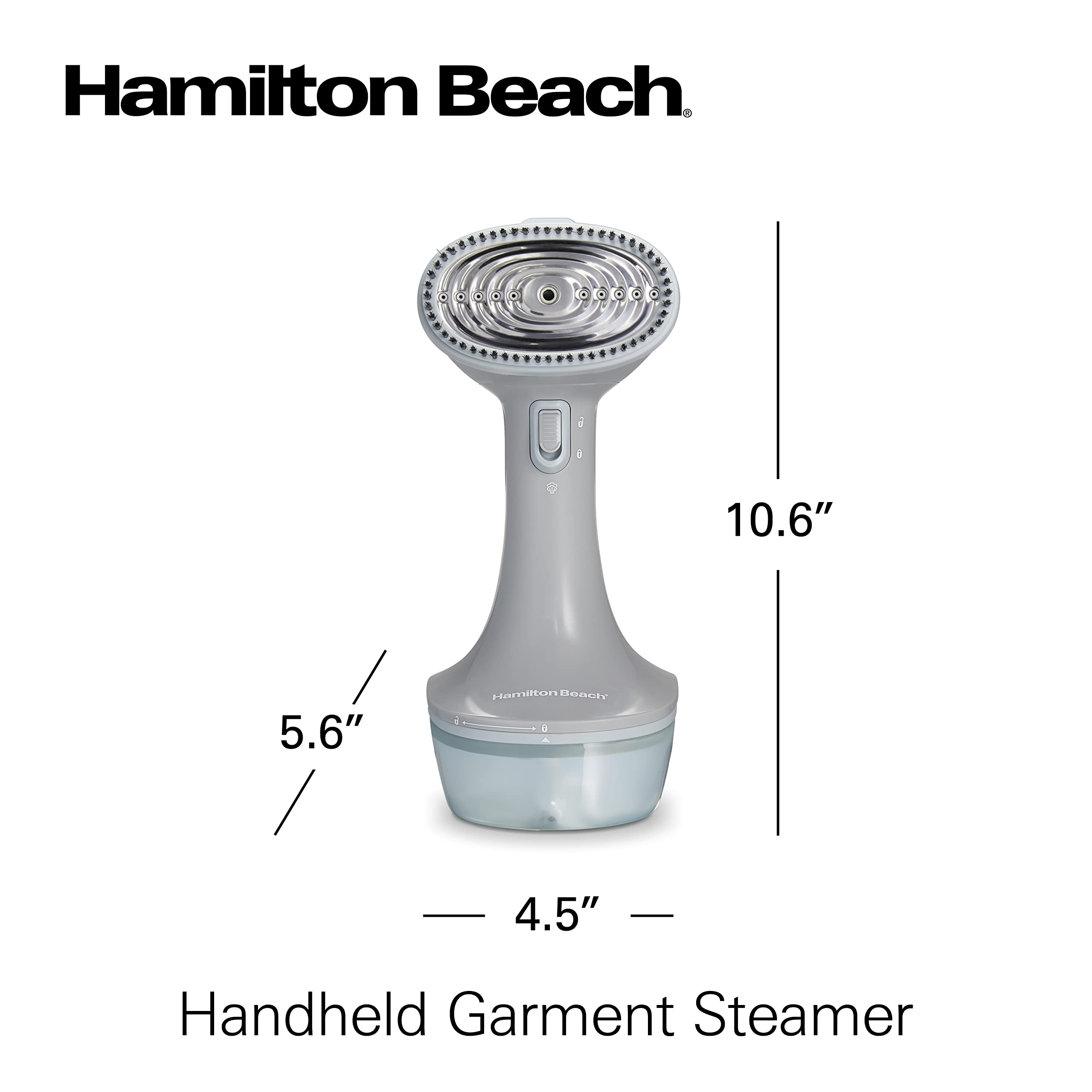 Hamilton Beach Handheld Garment Steamer for Clothes, Fabric and Drapes,1200 Watts, 400ml Water Tank, 20 Minutes of Continuous Steam, Vacation Essentials, Gray & Blue (11557)