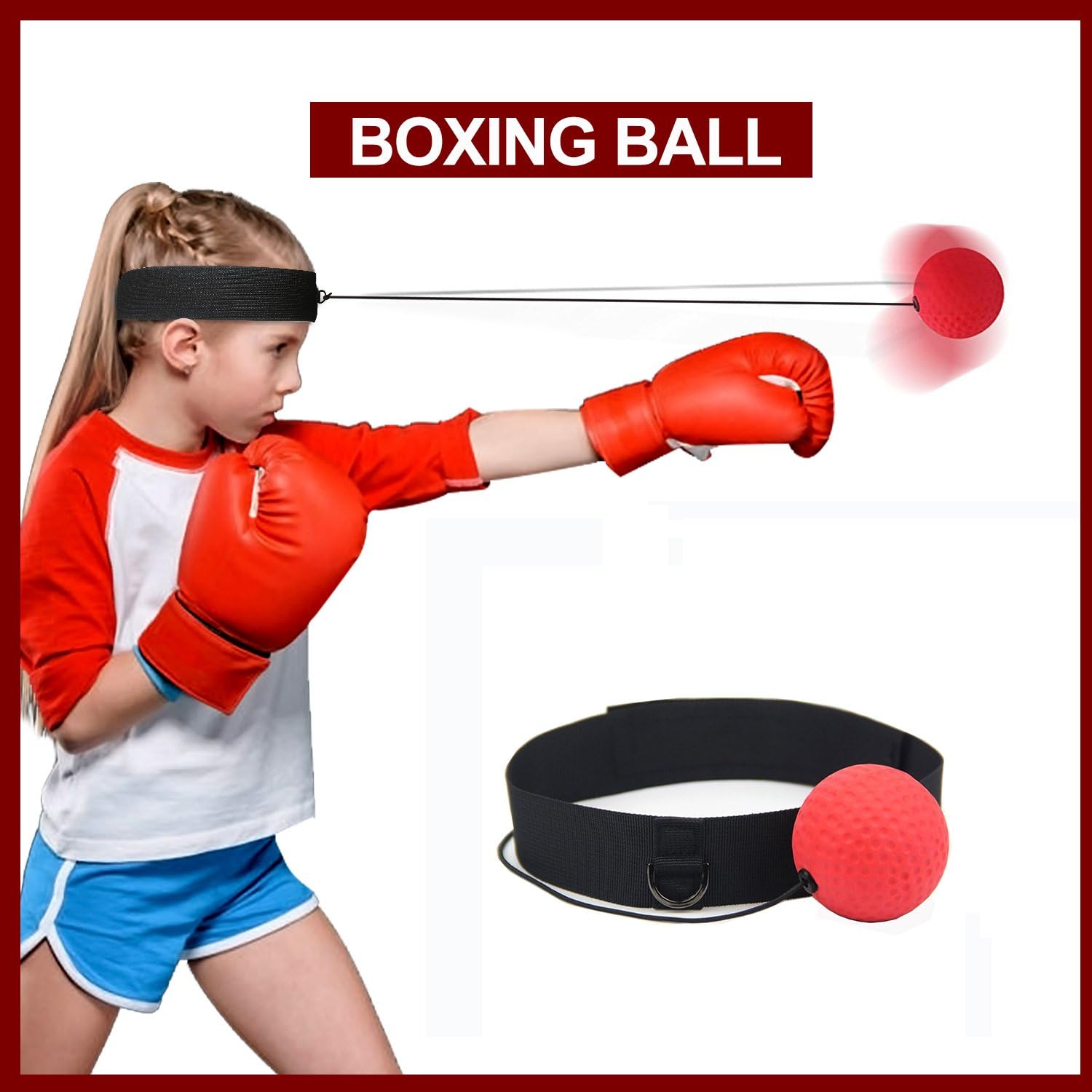 Reflex Boxing Ball , BUTYPAL Fight Ball Reflex Speed Reactions Boxing MMA Training for Kids / Adult - Punch Equipment Boxing Ball on Elastic String with Headband to Impove Hand Eye Coordination Sport Exercise Fitness