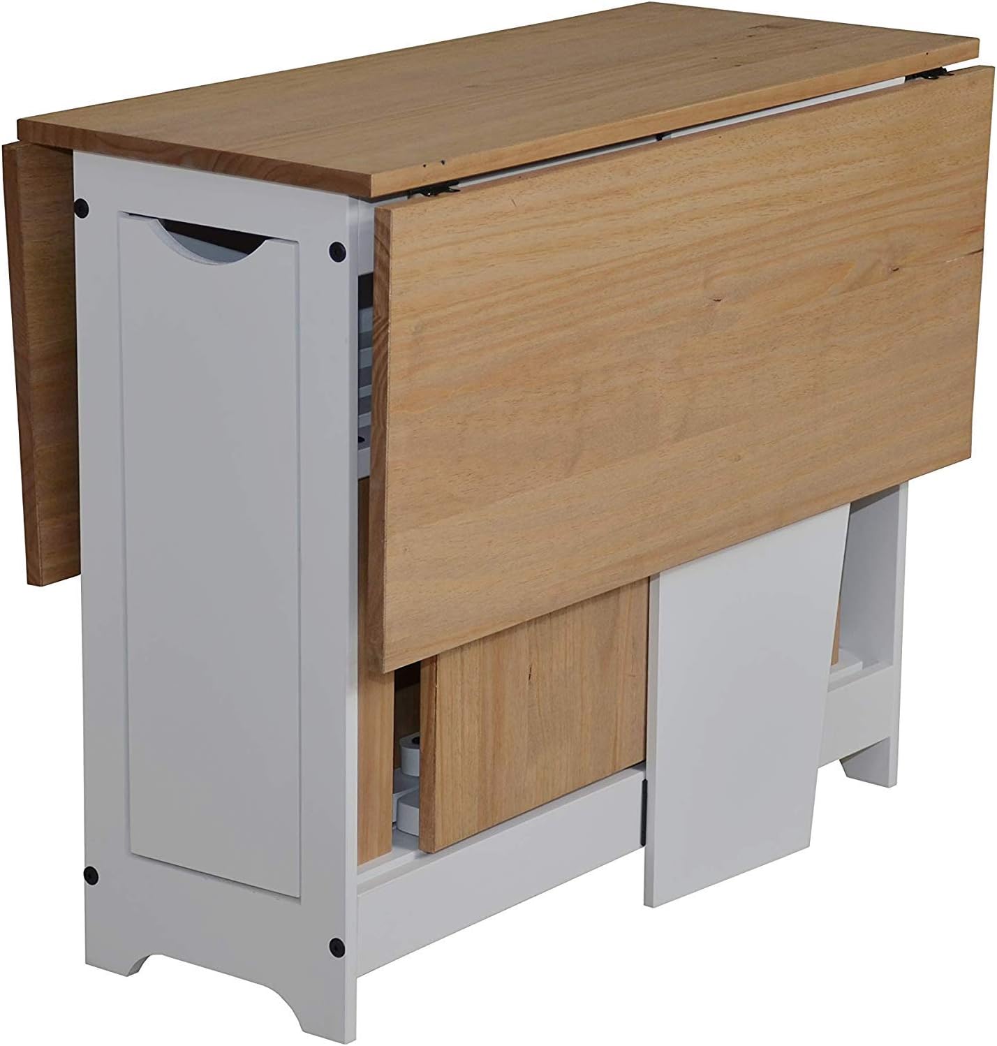 Drop Leaf Butterfly Dining Table With 4 Stowaway Foldaway Chairs Small Space Saving Breakfast Pine Top Seat Folding Away Fold Out Kitchen Stools Seater Farmhouse Butterfly Set Pine White Home