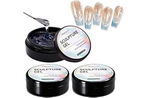 FINGER SECRET [3 Pack] 20g Nail Art Glue Gel – Crystal Clear Rhinestone Adhesive & 3D Sculpting Gel for Nail Charms, Decorations & Chrome Powder Effects – Strong Hold, Professional UV/LED Cure Formula (60g Total)