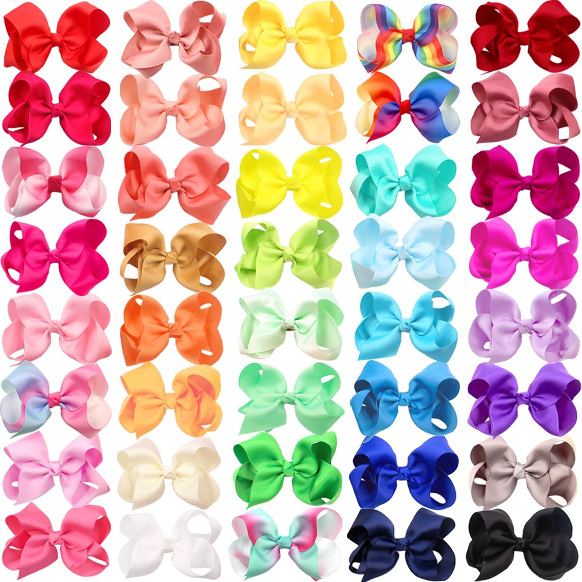 Photo 1 of CÉLLOT 40 Pieces 4.5 Inch Hair Bows for Girls Clips Grosgrain Ribbon Boutique Hair Bow Alligator Clips For Girls Teens Toddlers Kids