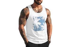Mens Graphic Tank Tops Sleeveless Muscle Shirts Beach Palm Tree Hawaiian Gym Workout Tanks