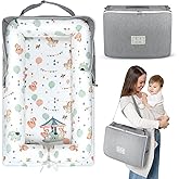 Baby Lounger for Newborn 0-24 Months, Portable Infant Lounger with Soft Breathable Cotton, Adjustable Size Lengthen Space Lightweight & Washable Essentials for Home (3. Carousel)