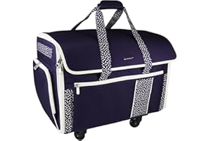 Everything Mary XL 4-Wheel Rolling Craft Tote Sewing Machine Case - Large Capacity Storage for Sewing, Quilting, Scrapbooking, Cross-Stitch, Beading, and More