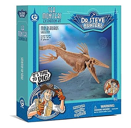 Geoworld 625274 - Dr. Steve Hunters: Dino Ausgrabungs-Set - Mosasaurus-Skelett, Alter: 6+, Größe: 36 cm