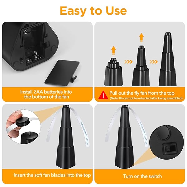 FLY FANS FOR TABLES, FLY REPELLENT FAN INDOOR OUTDOOR WITH HOLOGRAPHIC BLADES, BATTERIES POWERED FOR PICNIC, PARTY, RESTAURANT, KITCHEN, AND BBQ,4 PACK